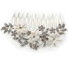 Bridal/Wedding/Prom/Party Rhodium Plated Clear Austrian Crystal, Faux Pearl Floral Hair