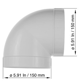 Conector de conducto de plástico de 6 pulgadas y 90 grados. Fácil de montar codo de 90 para tubo flexible o recto.