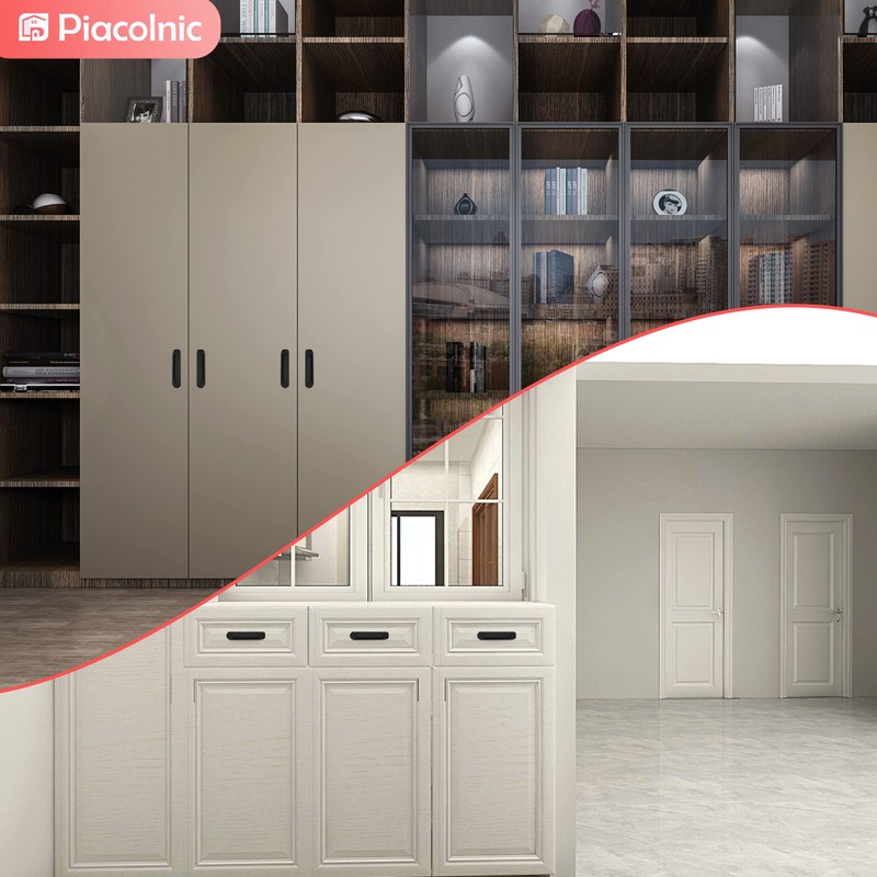 Oval Sliding Door Pulls, 2Pcs Matte Black Aluminum Alloy Flush