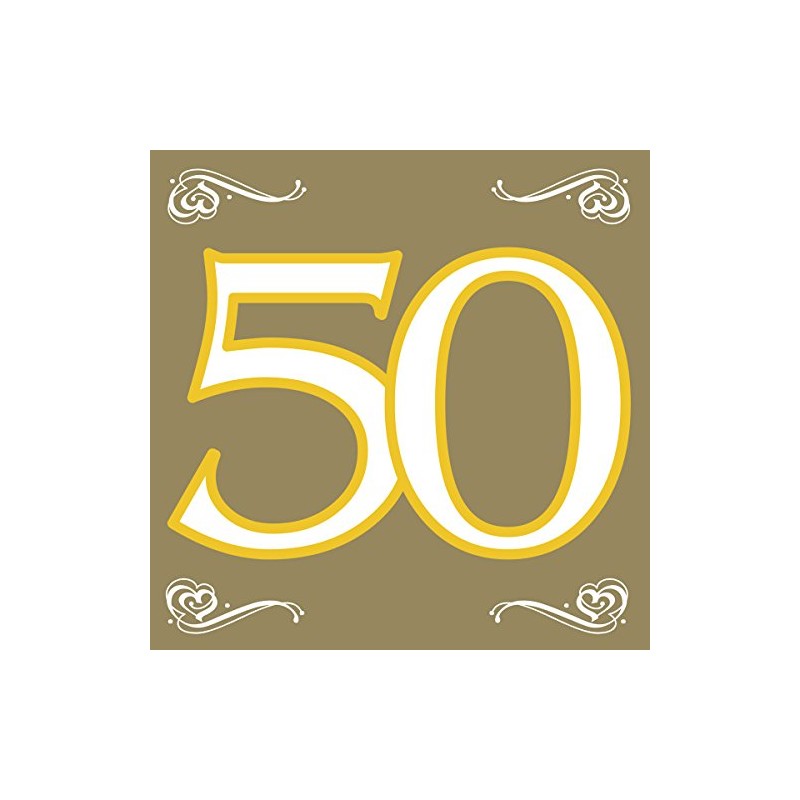 Folat 07761 50th Birthday/Anniversary Napkins, Gold