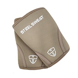 Steel Sweat - Knee Sleeves & Compression Braces for Squat, Fitness, Weightlifitng and Powerlifting - 7mm Sleeve Pair For Men & Women (Tan, Small)