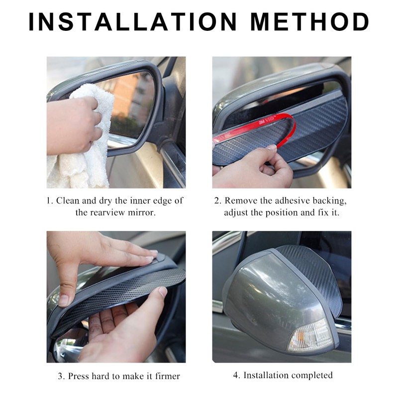 SHMZK 2 PCS Mirror Rain Visor Eyebrow, Waterproof Car Rear