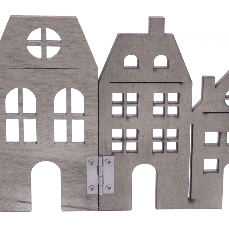 Decorative House Row Skyline Approx. 60 cm - Grey Wiped