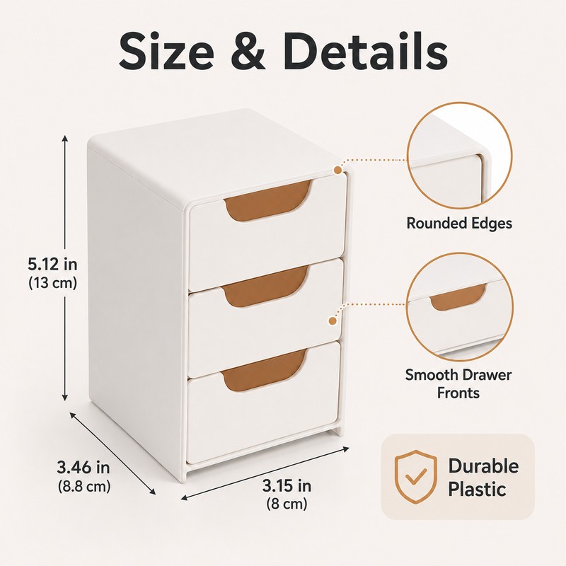 Mini 3-Drawer Desk Organizer for Small Items – Compact Storage