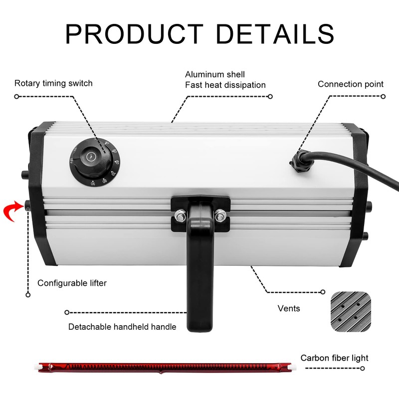 DATOUBOSS Infrared Paint Curing lamp 2000W Shortwave Infrared Paint Dryer