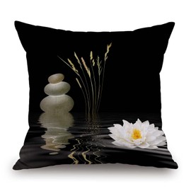 TSSOHU Decorative Throw Pillow Cover Asian Zen Stone, Pillow Covers 18"x 18" Meditation Japanese Lotus Spa Room Decor for Living Room Couch Cushion Bed Indoor Outdoor Home Decor