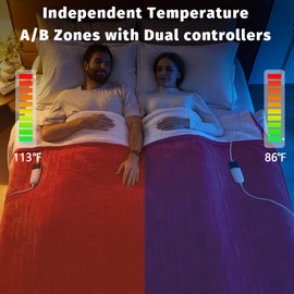 Heated Electric Blanket Queen Size - 84" x 90" Heating Blanket with Dual Control, 10 Heating Levels & 8 Hours Auto Off, Soft Warm Flannel Blanket, Christmas Birthday Gifts for Senior Grandma