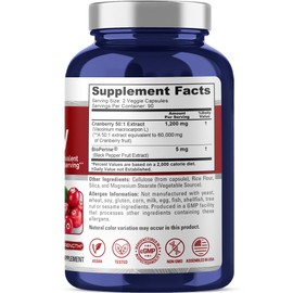 NusaPure Cranberry Capsules, 1200 mg, 180 Veg Capsules (Non-GMO, Vegan)