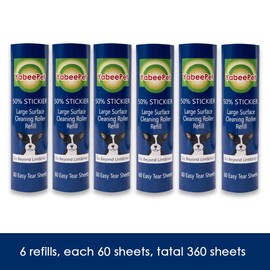 Large Surface Roller Refill for Scotch-Brite 50% Stickier Lint Roller, Works Great On Pet Hair (60 Sheets per Roll, 6 Pack)