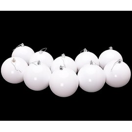 Toyland® 10 Extra Large 100mm Colour Christmas Baubles - Christmas Tree Decorations (White)
