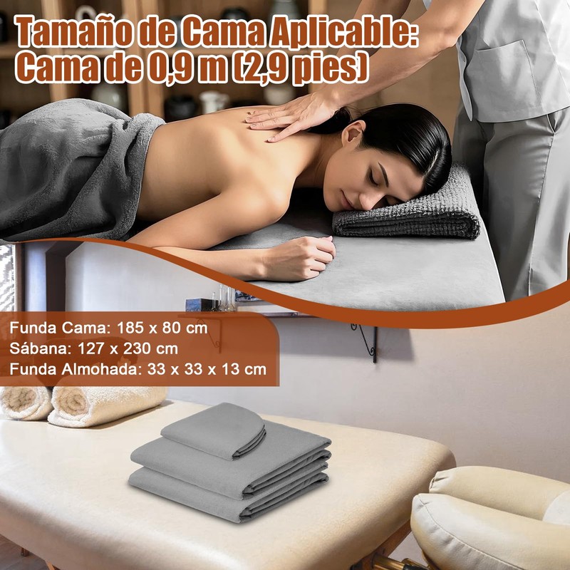 Massage Bed Sheet Set 3 Pieces Soft Breathable Reusable Bedding