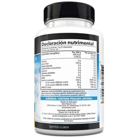Omega 3 EPA y DHA Fish Oil 2250 mg, Suplemento Alimenticio de Aceite de Pescado de Alta Concentración, Sabor Limón, Non-GMO, Sin Gluten, 90 Cápsulas B
