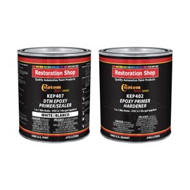 Custom Shop - White Epoxy Primer/Sealer 2.1 VOC (1/2 Gallon Kit) Anti-Corrosive DTM High-Performance Primer for Automotive and Industrial use Kit = 1 Qt. Epoxy Primer +1 Qt. of Epoxy HDR.(1-1 Mix)