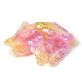 Justinstones 1/2LB Large Rose Yellow Aura Quartz Raw Stone Specimen Collection Pocket Worry Healing Crystal