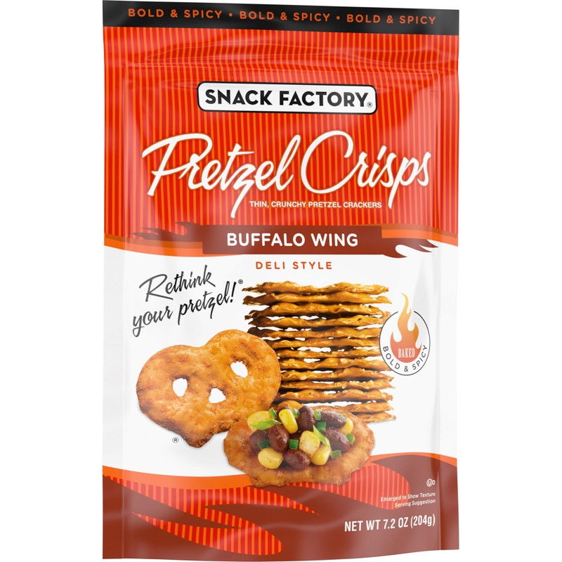 Snack Factory Buffalo Wing Pretzel Crisps, Non-GMO, 7.2 OZ Resealable