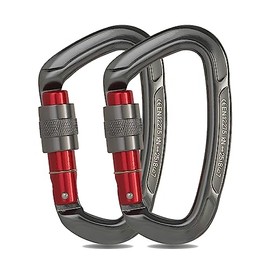 2 Clips de Mosquetón de 25 KN, Mosquetón Resistente con Bloqueo de Tornillo, Certificado UIAA, Aluminio de Aviación, Fuerte y Liviano, Ideal para Escalada en Roca, Montañismo, Trabajo Aéreo
