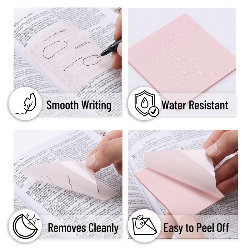 Mr. Pen- Pastel Transparent Sticky Notes, 200 pcs, Bible Sticky