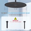 KINLIV 16 inch Matte Black Round Ceiling Rainfall Shower Head,