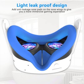 Suitable for Meta Quest 3S Silicone Mask and Headset Cover Protective Full-Cover Shading Sweat-Proof Skin-Friendly for Quest 3S Accessories (Blue)