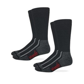 Wrangler Mens All Terrain Gear Merino Wool Cushion Crew Socks 2 Pair (US, Alpha, Large, Regular, Regular, Black)