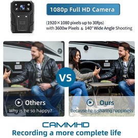 CAMMHD 1296P HD Body Camera with Audio and Video Wearable 15Hours, 32GB Waterproof Night Vision Patrol Body Camera for Law Enforcement