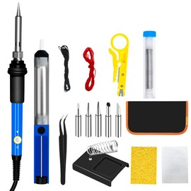 CENPEK 60W LCD Soldering Iron Kit with Adjustable Temperature, Soldering Iron Gun, Welding Tool with 5 Soldering Tips, Desoldering Pump, Tin Wire Tube, Soldering Iron Stand