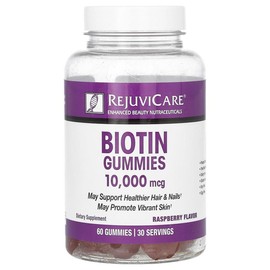 Rejuvicare Biotin Gummies, Raspberry, 10,000 mcg, 60 Gummies (5,000 mcg per Gummy)