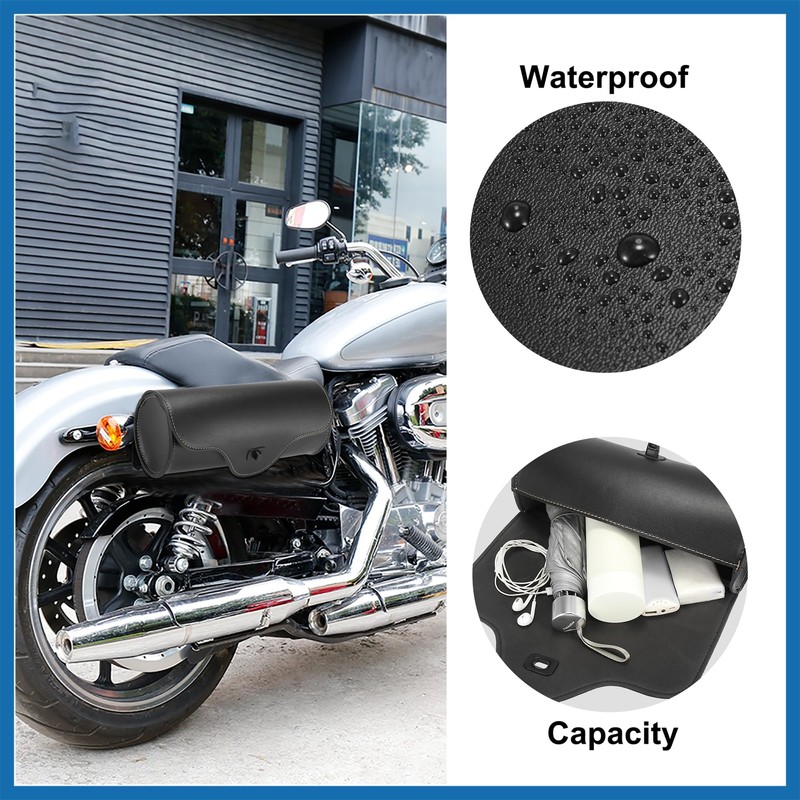 A ABSOPRO Motorcycle Handlebar Tool Bag Cycling Storage Bag Faux