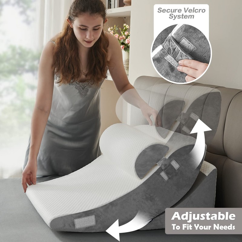 Ganaver 4pcs Orthopedic Bed Wedge Pillow Set Post Surgery Relaxing