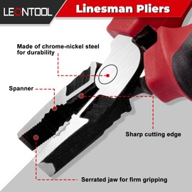 LEONTOOL Strong Pliers, Eccentric Power Pliers, Multi-functional Pliers, 6.3 inches (160 mm), Eccentric Levers, Easy Cutting, Grooved, Cutting, Bending, Pinching, Precision Work, Professional DIY