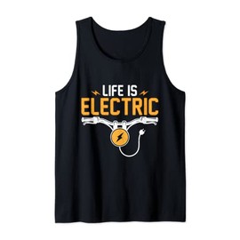 Life Is Electric Funny E-Bike Electric Bicycle Biking Mens Tank Top