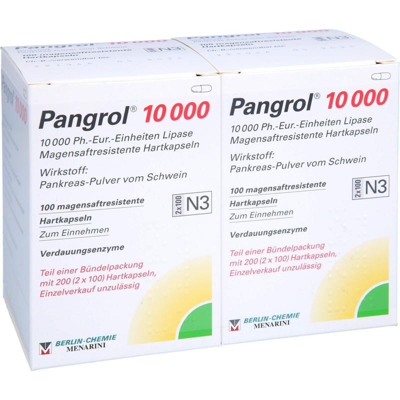 PANGROL 10,000 Hard Cps.with Gastric Juice Coating Pell Pack of