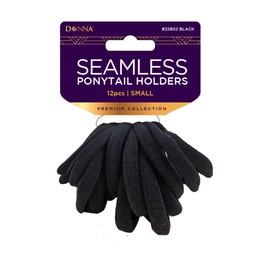 Donna Seamless Ponytail Holders 12pc Small Ponytail Holders Soft Ponytail Holders No Metal Ponytail Holders Black