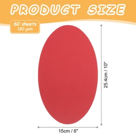 sourcing map 10 Inch Oval Card Stock, 60 Pcs Colored Cutouts Paper Thick Cardstock Coaster for DIY Craft Projects Classroom Bulletin Board Decor, Red