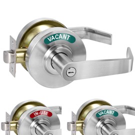 Onedaful Cuzofu Privacy Indicator Lever Lock Inuse or Vacant, Occupied Bathroom Door Handle, Commercial Door Knob Perfect for Office Buildings,Gyms, Warehouse (Satin Chrome)