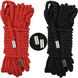 Coldairsoap Soft Nylon Rope Silky Black Red Braided Rope, Durable Multipurpose Color Cord Rope Satin Twisted Cord Long Rope 32 Feet 8 mm for Handicrafts, Decorations, Clothing Decoration Knot Use