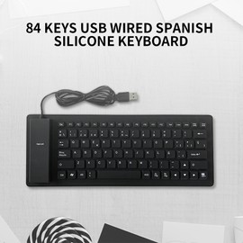 84 Keys Spanish USB Wired Silicone Keyboard Foldable Soft Silicone Waterproof Dustproof Keyboard for Desktop Computer Laptop