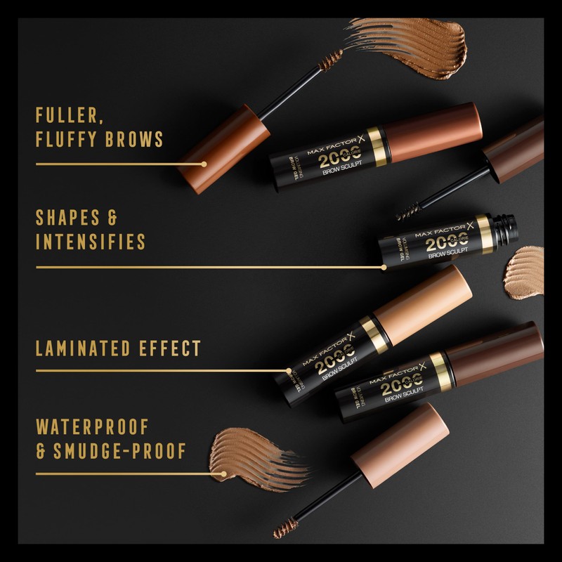 Max Factor 2000 Calorie Volumising Brow Sculpt Gel, Long-Lasting, Plumped