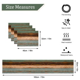 Placemats and Table Runners Summer Set of 4 Place Mats Table Runner Turquoise and Brown Wooden Stripes Place Mat Washable Table Runner Outdoor Weatherproof Table Runner Country House Style for Dining