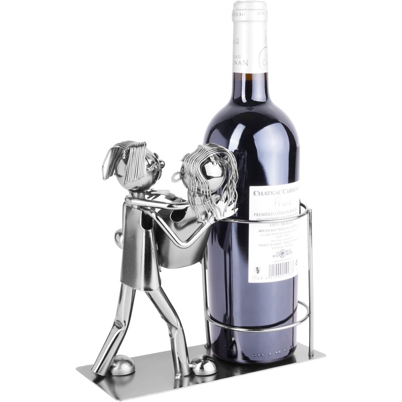 BRUBAKER Flaschenhalter Liebespaar Metall Skulptur Geschenk mit Geschenkkarte