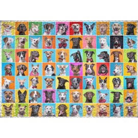 Ulmer Puzzleschmiede - Colourful Dog Puzzle - Classic 1000 Piece Puzzle - Puzzle Motif as a Collage with 80 Happy Dog Portraits