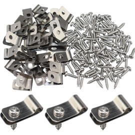 100 PCS Stainless Steel Wire Clamps – Fence Mounting Clips with Screws for 12-16 Gauge Wire to Wood, Vinyl or Metal Rails