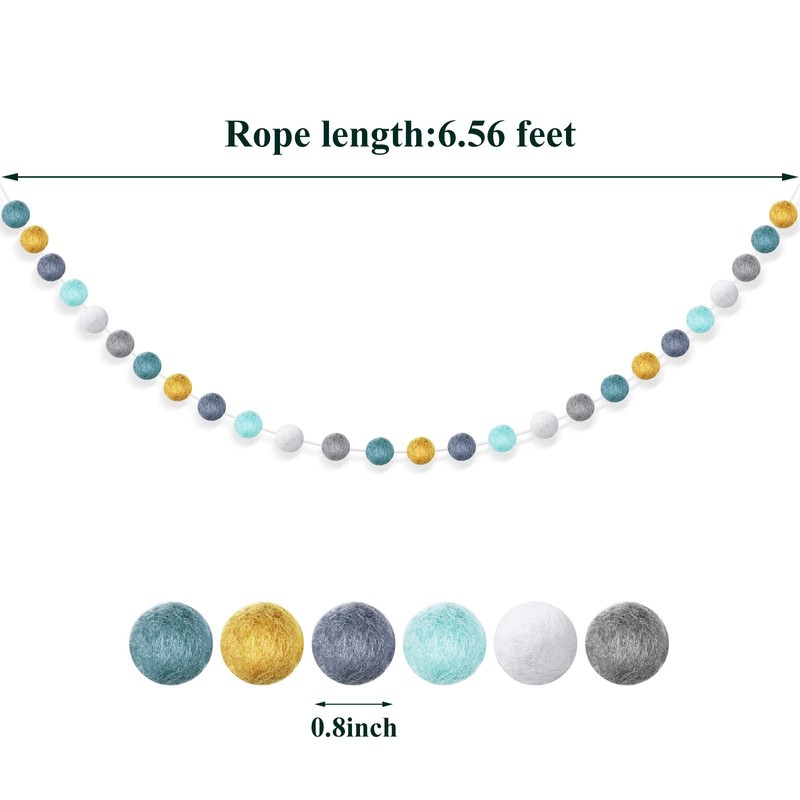 2 Guirnaldas de Bolas de Fieltro de Lana Guirnaldas de