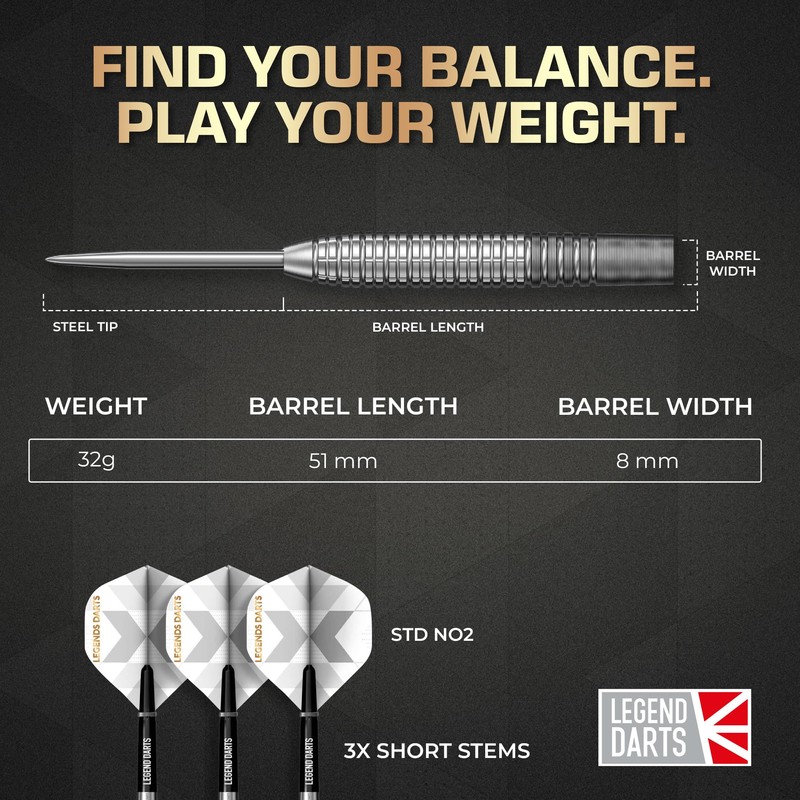 Legend Darts | Steel Tip Darts Set | 90% Tungsten