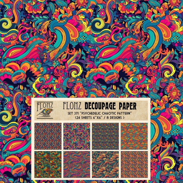 Flonz Decoupage Paper Pack (24 Sheets 6"x6") - Multicolor, Glossy,