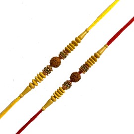 Set of Two Rudrksha Rakhi Thread. Rakhi, Raksha Bandhan Gift for your Brother Vary Color and Multi Design Assorted Rakhi