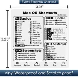 2 Pack Mac OS Shortcuts Stickers | Mac Keyboard Stickers for Mac OS丨MacBook Shortcut Stickers for 13-16" Air and Pro- (Clear/Black)