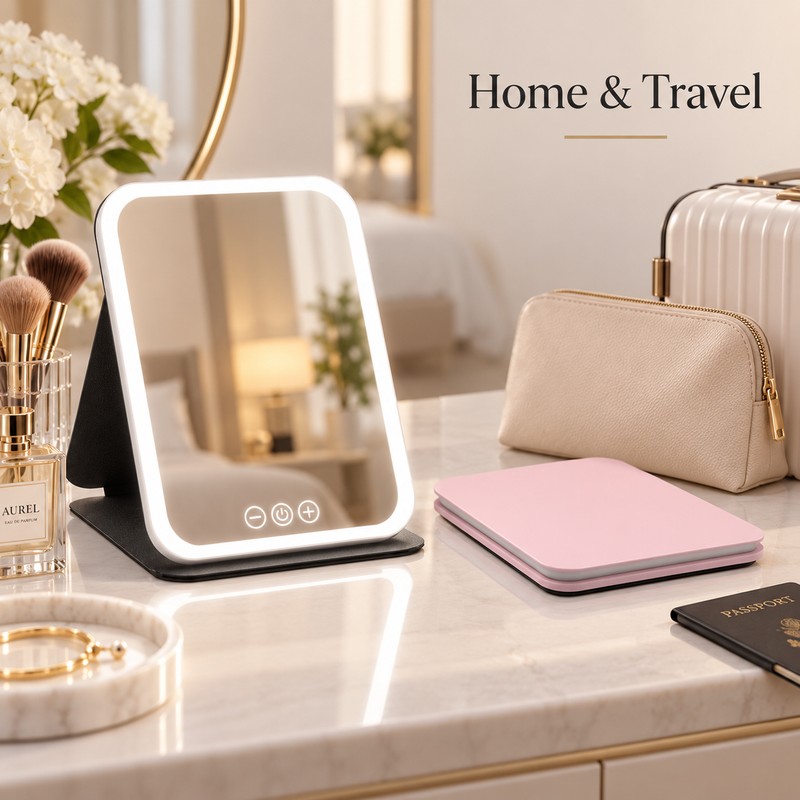 LED Dimmable Makeup Mirror with 3 Color Light Modes, Adjustable