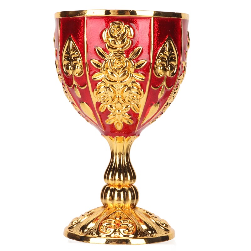 Gold Chalice 4 Inch High Zinc Alloy Retro Embossed Flower