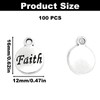 100PCS Faith Message Shape Alloy Charms, Antique Silver Pendants Findings,